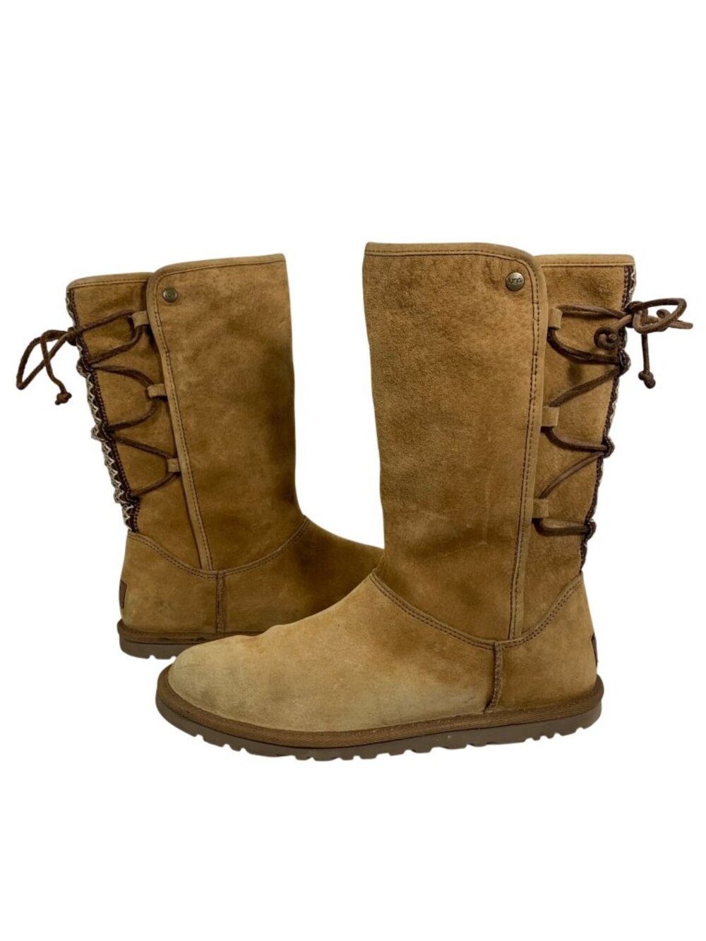UGG Australia Lace Back Tasman Tall Tan Suede Boots Women's Size 8 1010820